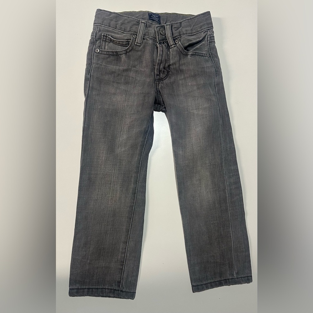 EUC Boys GapKids Slim Straight Fit Grey Jeans, Adjustable Waist, Size 5